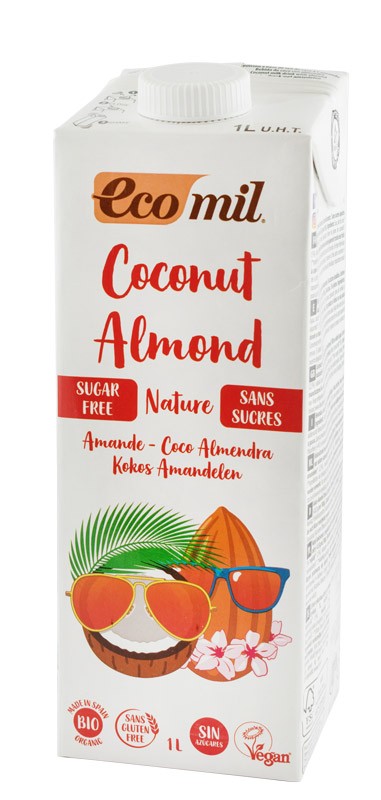 Bautura vegetala de cocos cu migdale, fara zahar, bio, 1000ml Ecomil
