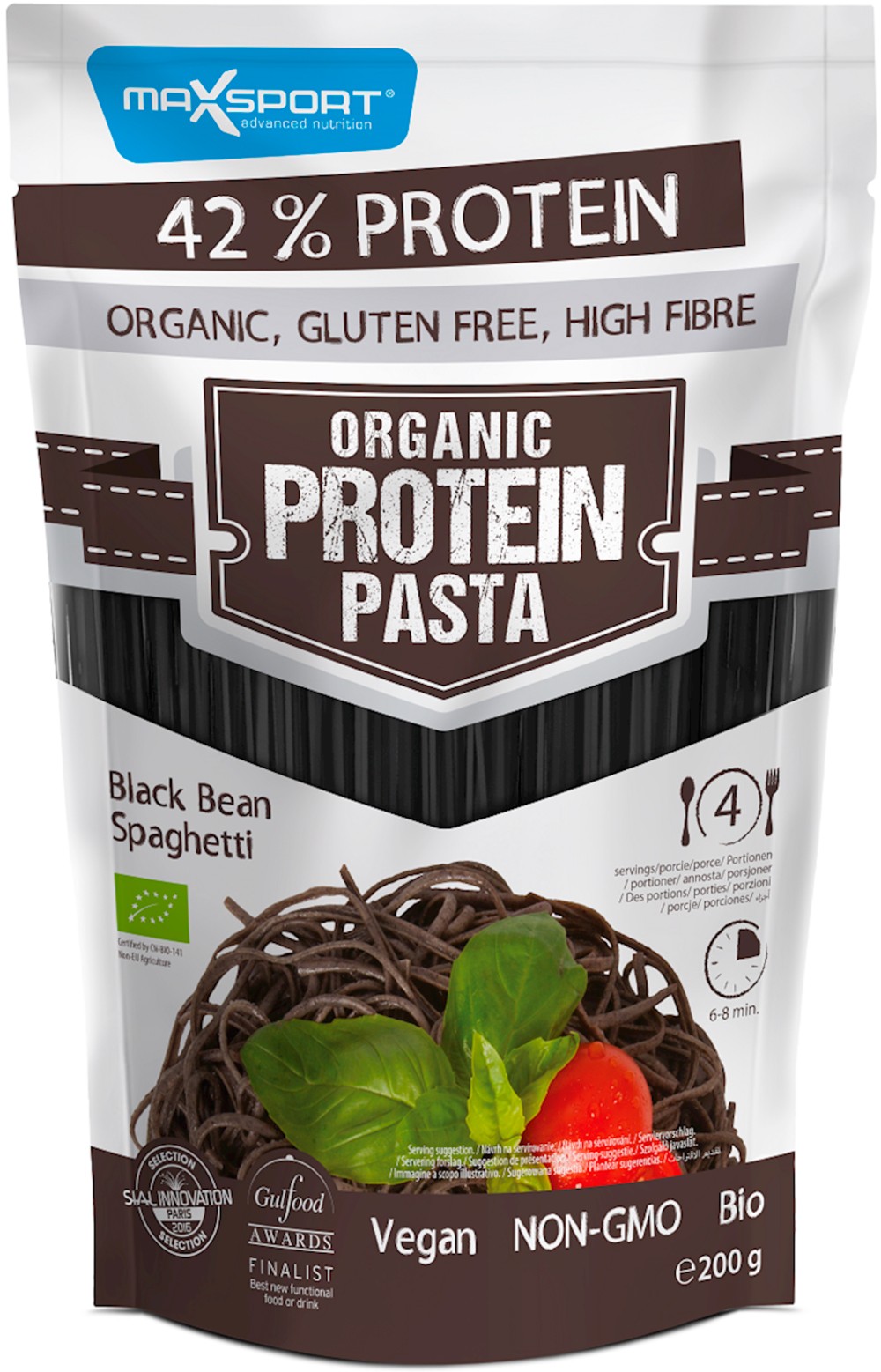 Paste bio din fasole neagra cu continut ridicat de proteine, 200g Max Sport