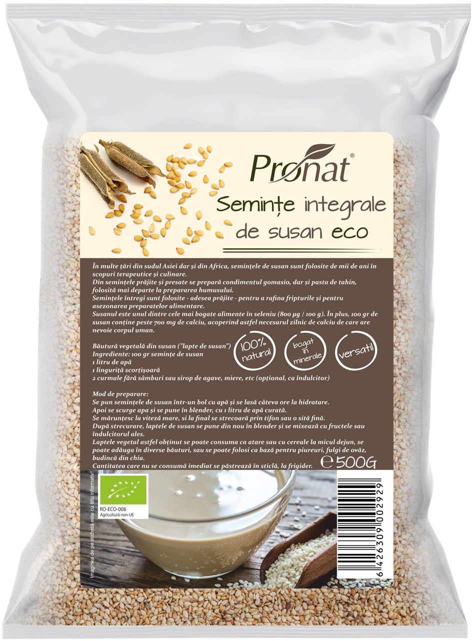 Seminte de susan integral bio, 500g Pronat