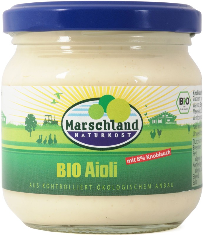 Sos bio Aioli cu 8% usturoi, 180g / 190ml Marschland Naturkost