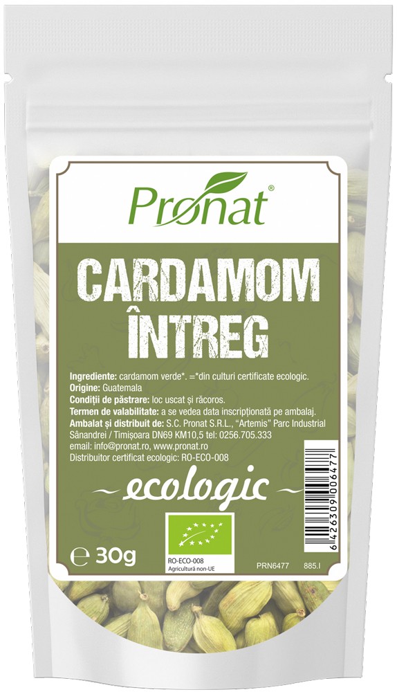 Cardamom intreg bio, 30g Pronat