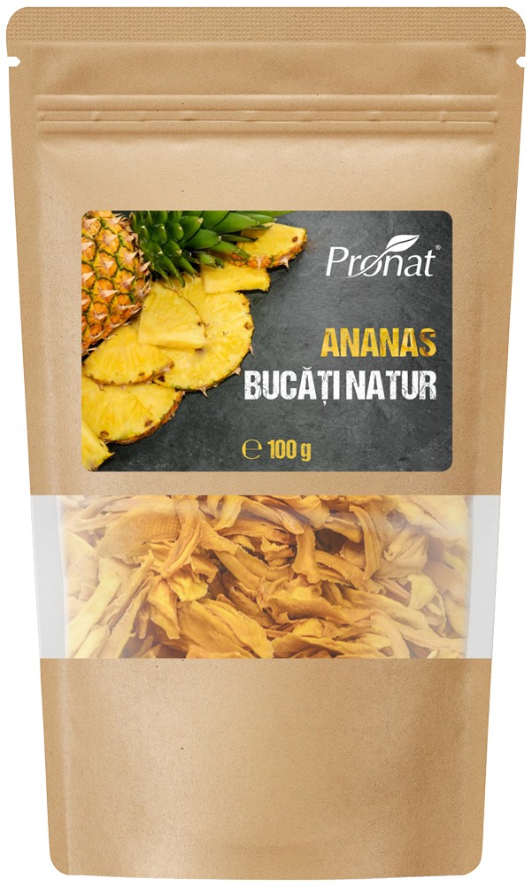 Ananas bucati natur, 100g Pronat