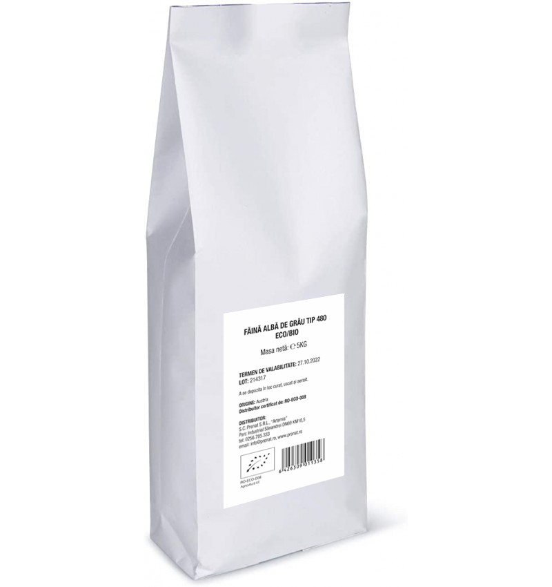 Faina alba de grau bio tip 480, 5kg Pronat