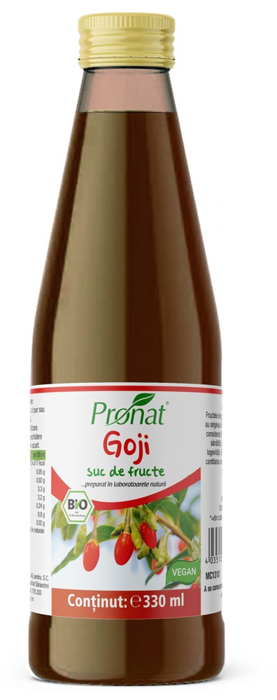 Suc de goji 100%, bio, 330ml Medicura