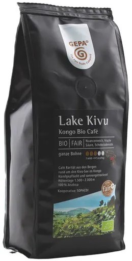 Cafea bio boabe Lake Kivu, 250g Gepa