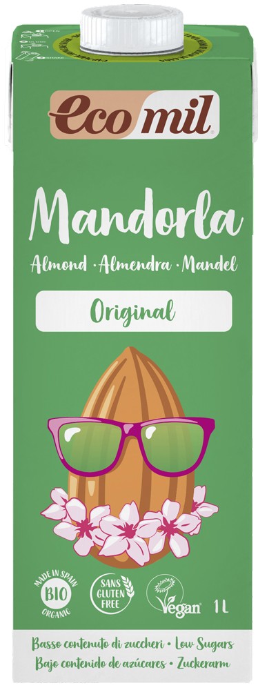 Bautura bio de migdale Original indulcita cu sirop de agave, 1000ml Ecomil
