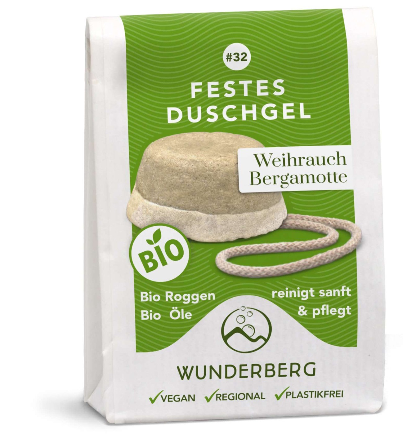 Gel de dus solid bio cu tamaie si bergamota, 80g Wunderberg