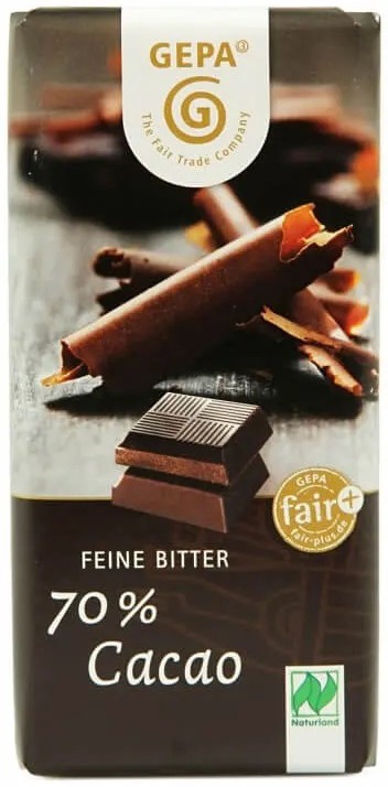 Ciocolata neagra bio 70% cacao, 40g Gepa
