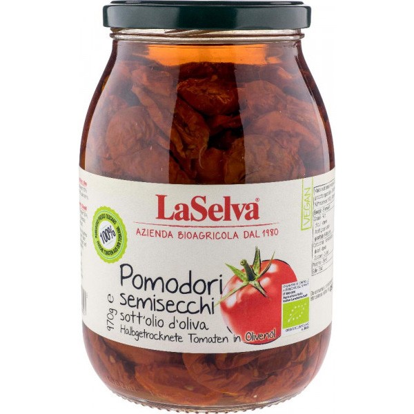 Rosii bio semi-uscate in ulei de masline, 970g LaSelva