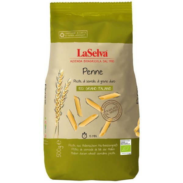 Penne bio din grau dur, 500 g LaSelva