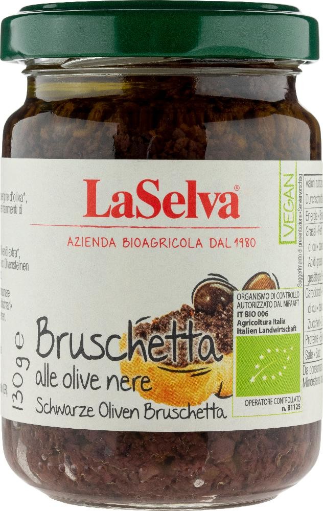 Bruschetta cu masline negre bio, 130g LaSelva