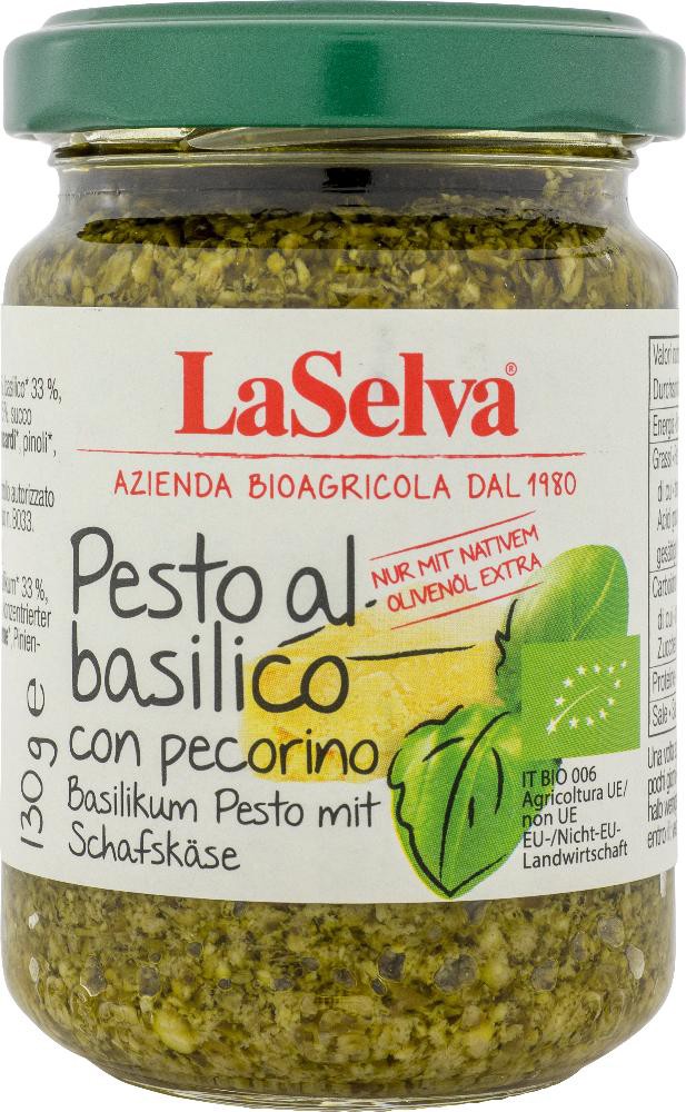 Pesto bio cu busuioc si branză de oaie, 130g LaSelva