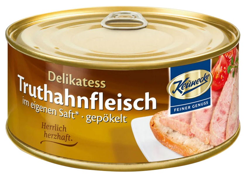 Delicatesa din carne de curcan in suc propriu, 300g Keunecke