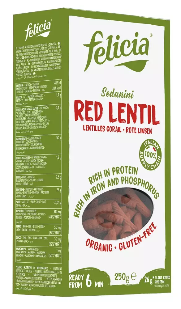 Sedanini bio din linte rosie, 250g Felicia