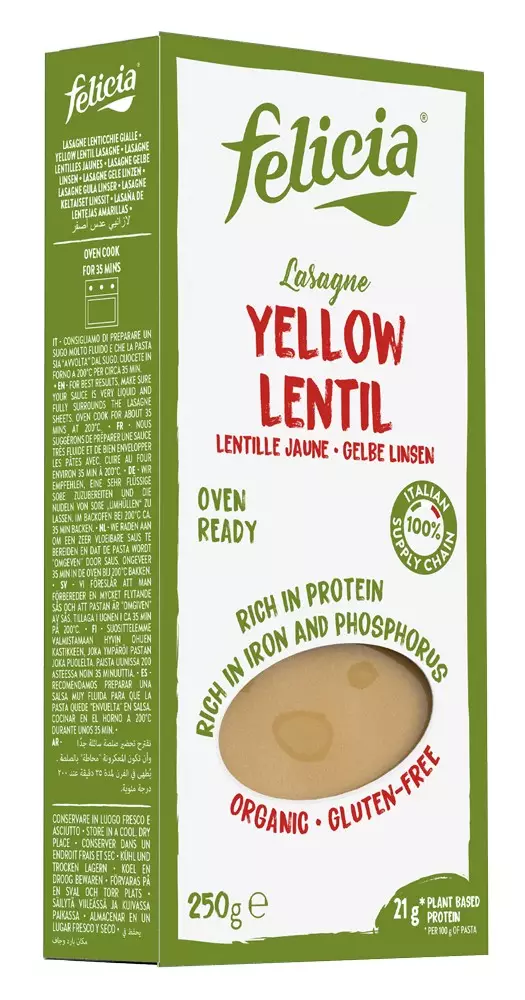 Lasagna bio din linte galbena, 250g Felicia