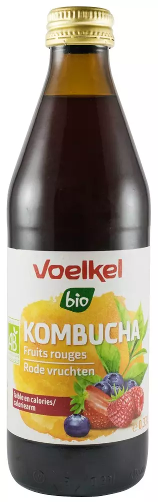 Bautura bio Kombucha cu fructe rosii, 0,33L Voelkel