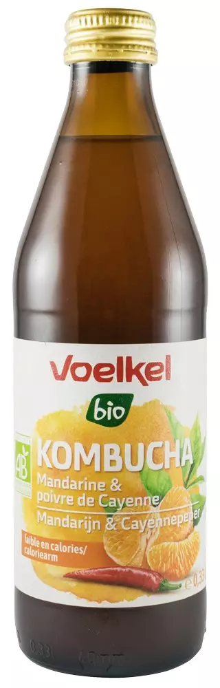 Bautura bio Kombucha cu mandarine si piper cayenne, 0,33L Voelkel