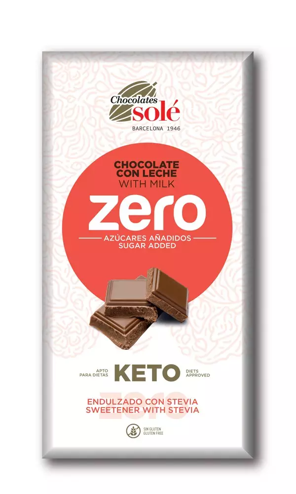 Ciocolata cu lapte minim 39% cacao, cu stevie, 100g Chocolates Sole