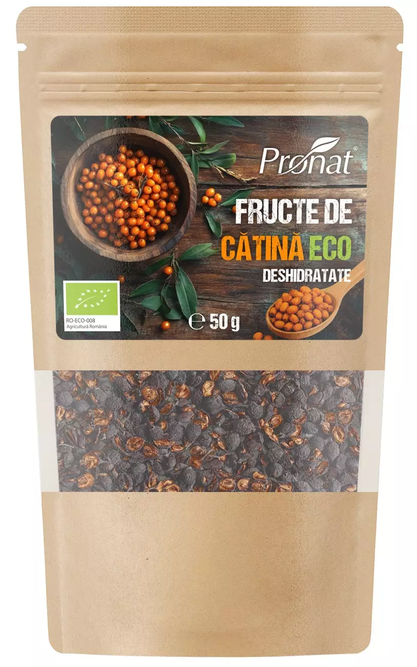 Fructe de catina bio deshidratate, 50g Pronat