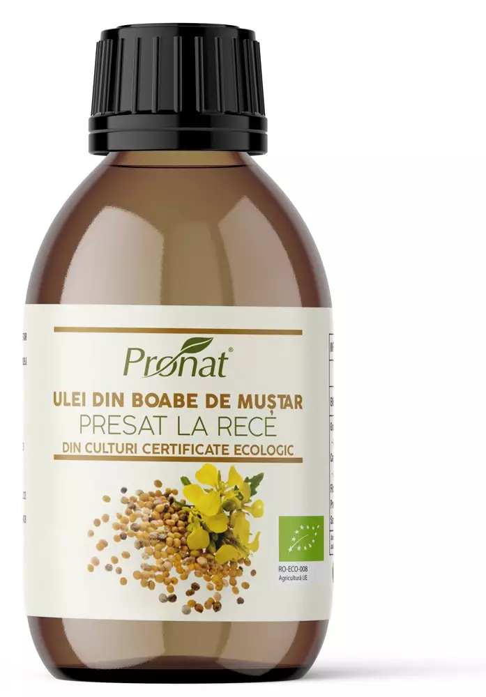 Ulei bio din boabe de mustar presat la rece, 100ml Pronat