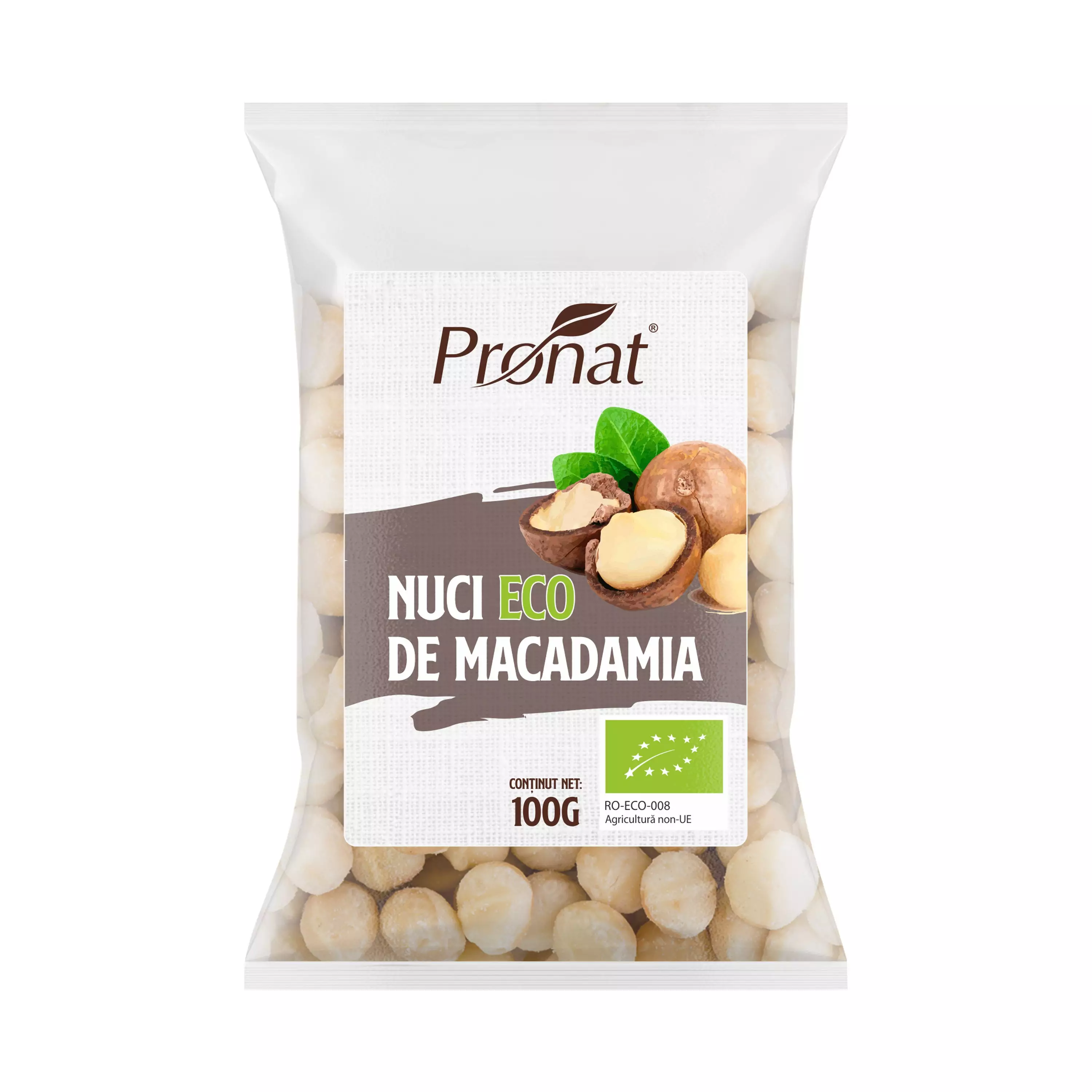 Nuci bio de macadamia crude 100g Pronat