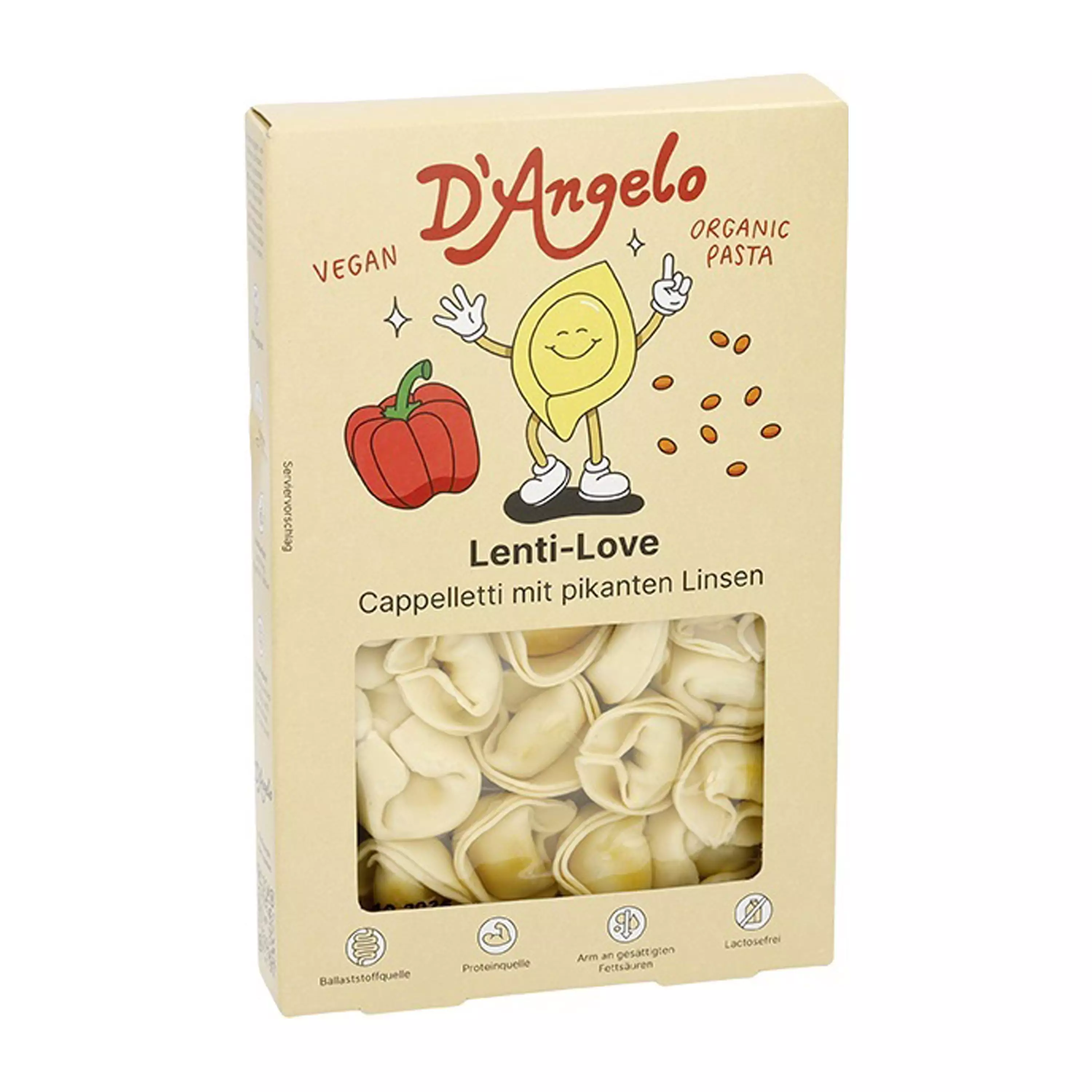 Cappelletti bio din spelta cu linte, 250g D'angelo