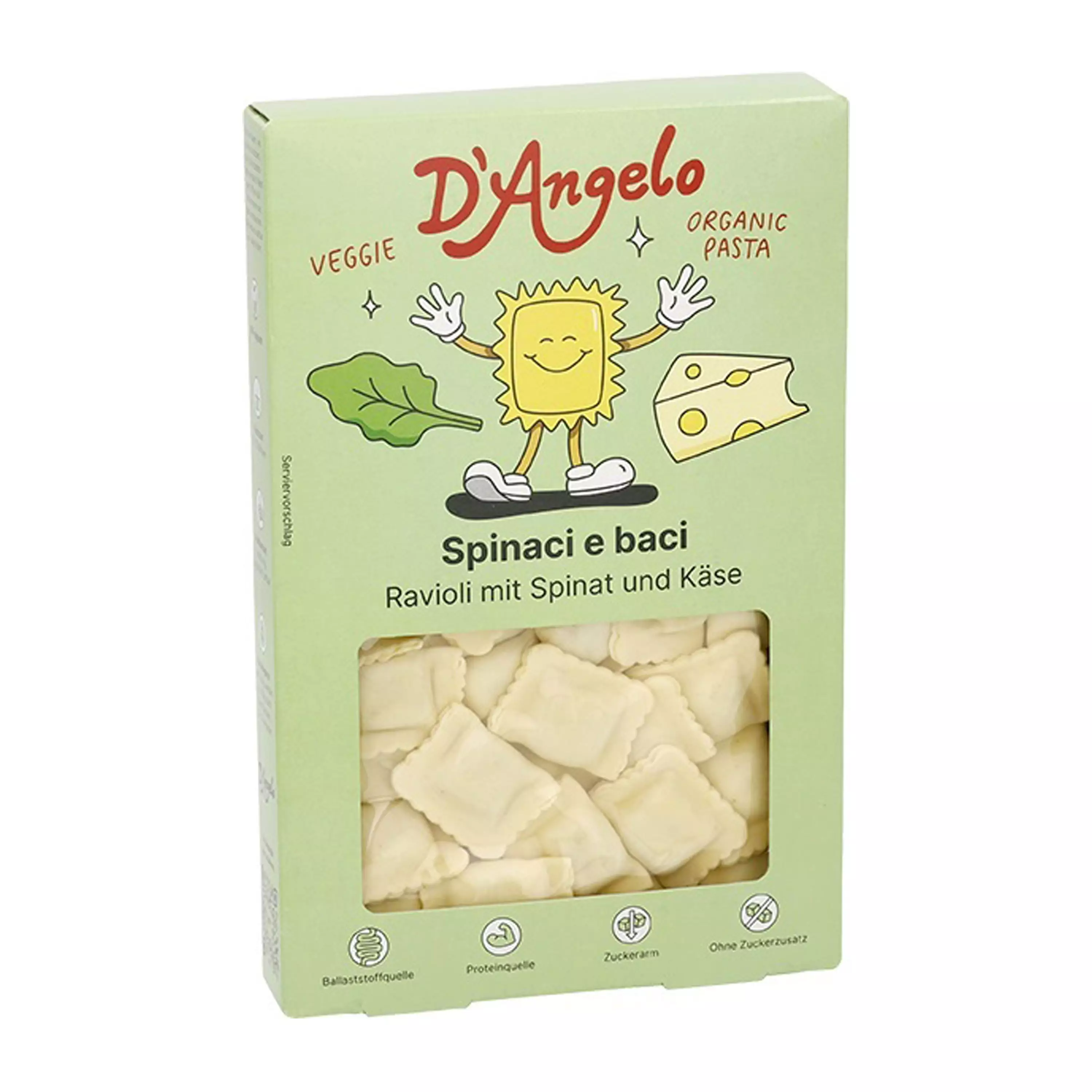 Ravioli bio cu branza si spanac, 250g D'angelo Pasta