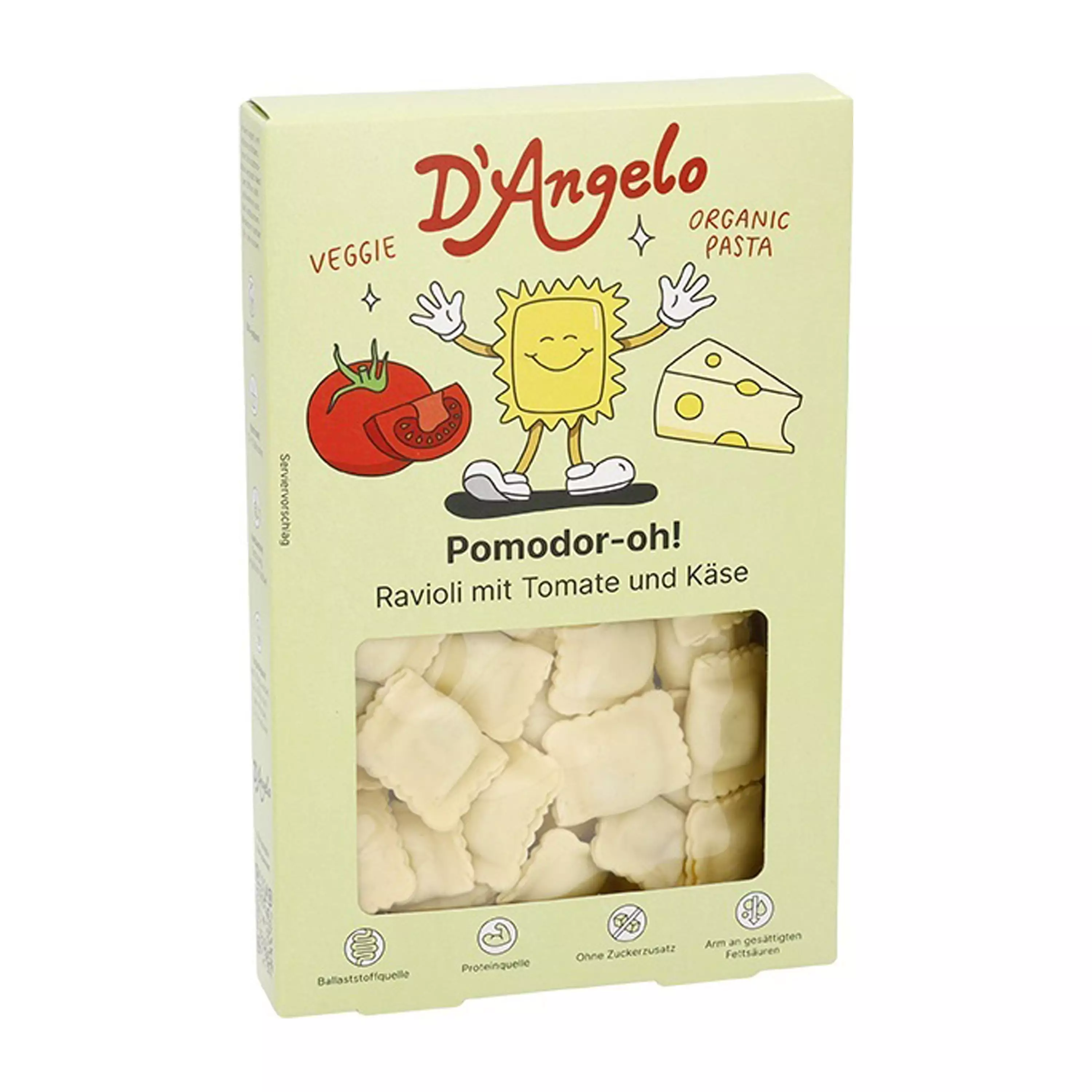 Ravioli bio cu rosii si branza, 250g D'angelo