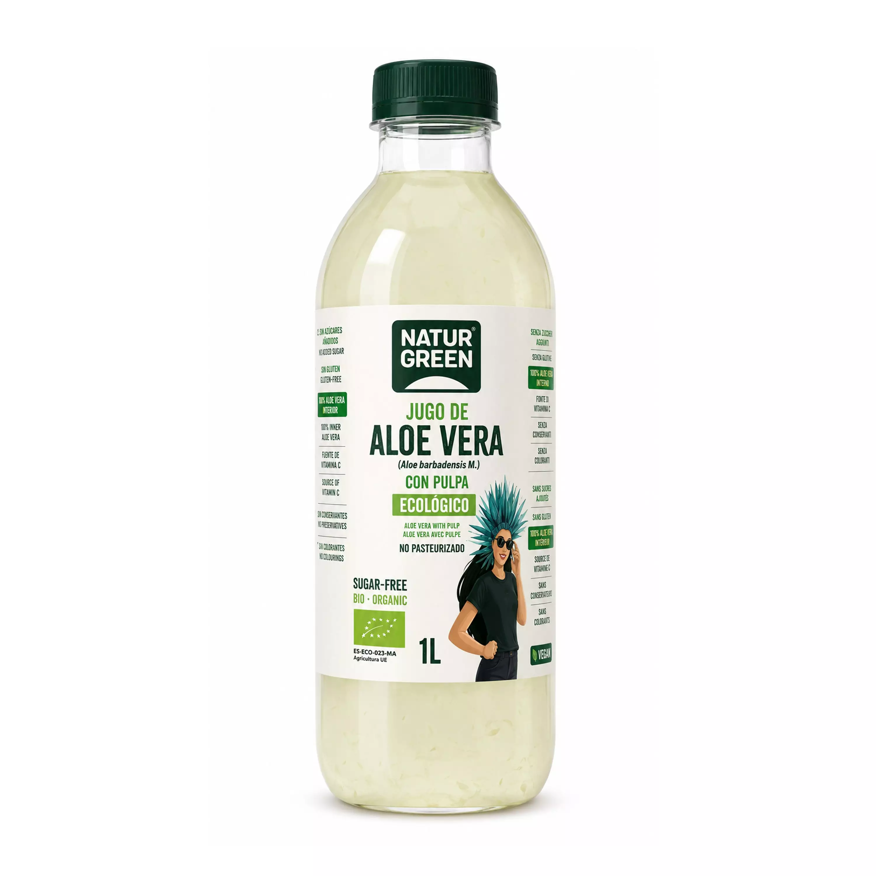 Suc bio cu pulpă de aloe vera, 1l Natur Green