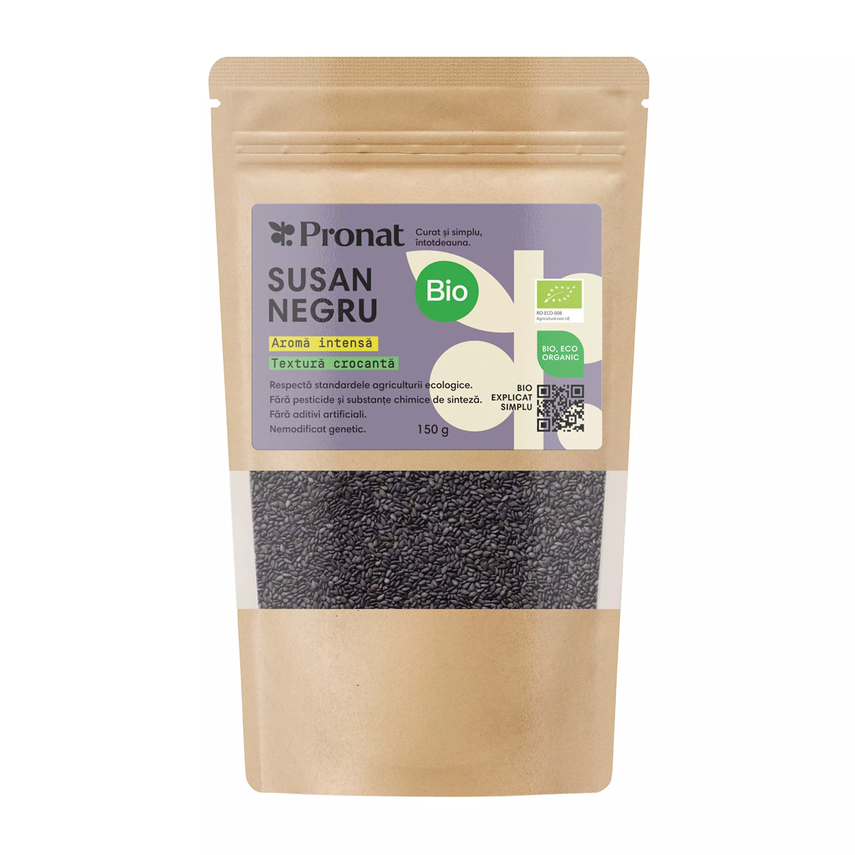 Seminte de susan negru bio, 150g Pronat