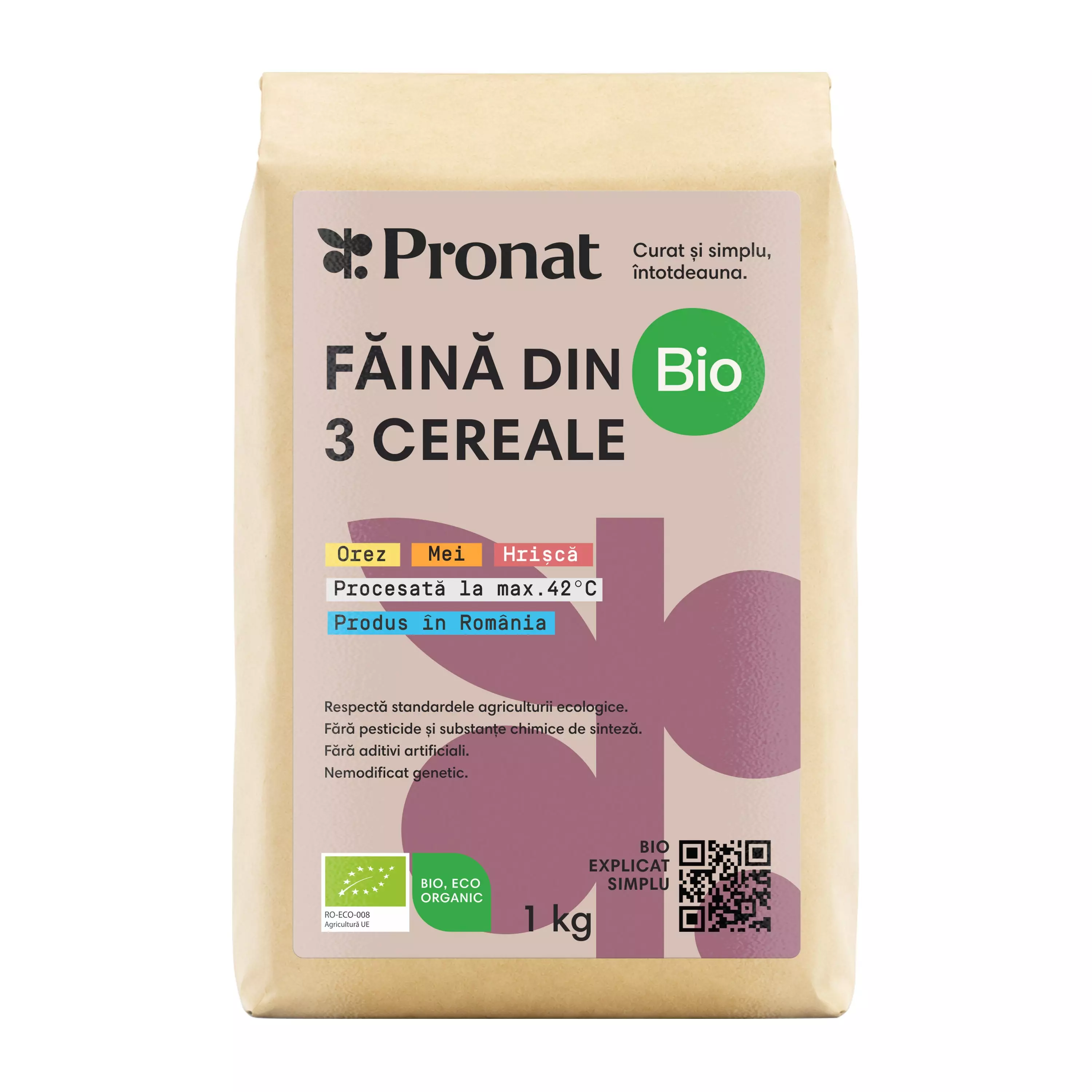 Faină bio din 3 cereale, 1 kg Pronat