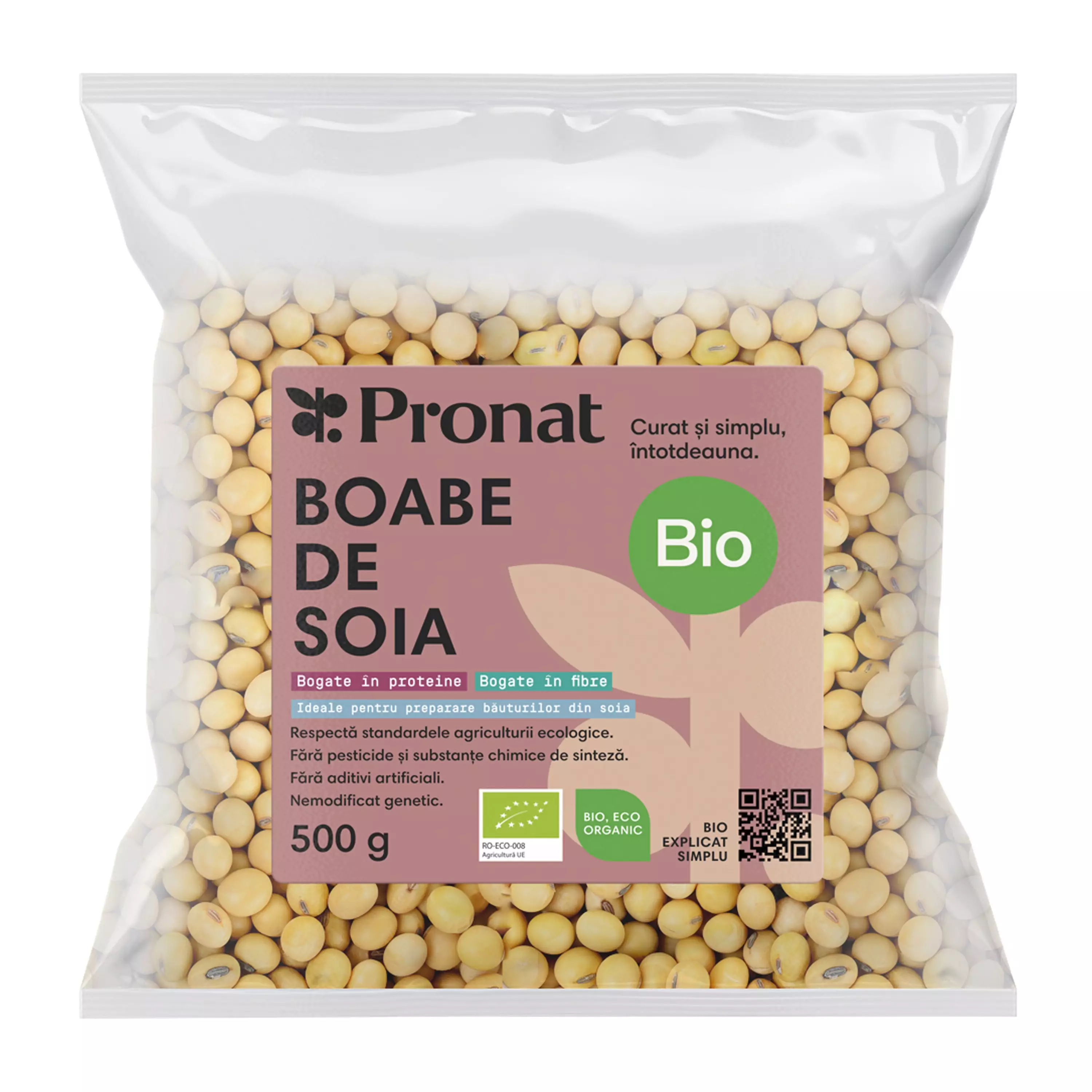 Boabe de soia bio, 500g Pronat