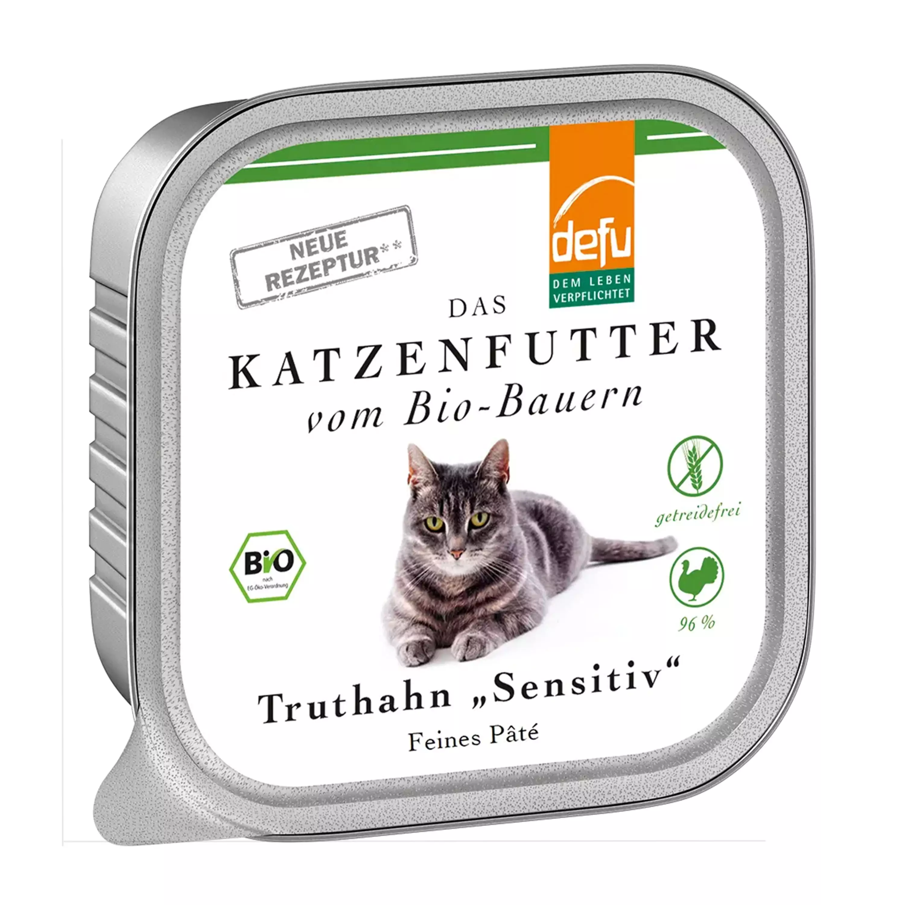 Hrana umeda pentru pisici cu carne de curcan „Sensitiv” – pate fin fara cereale, 100g, Defu