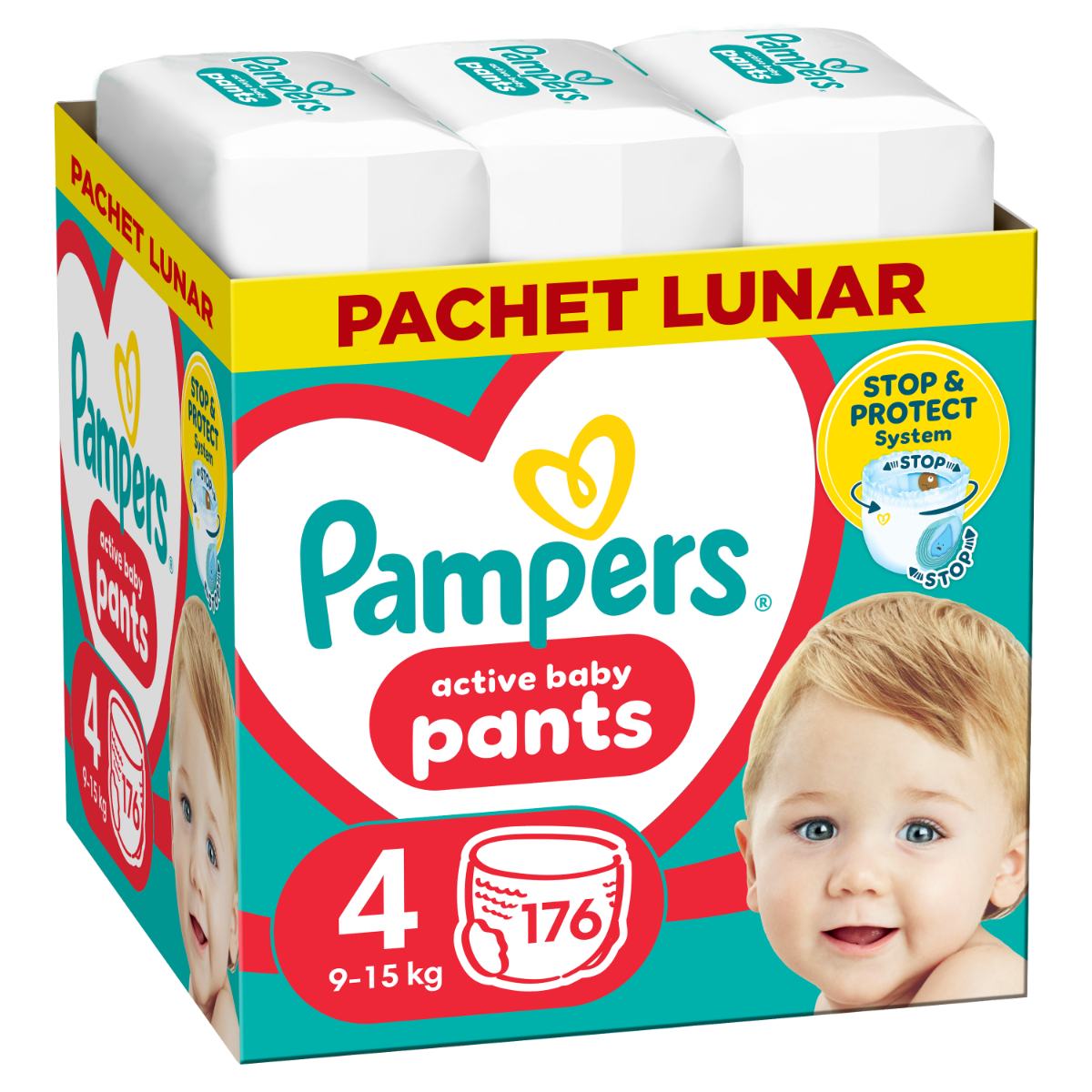 Scutece Active Baby Pants Nr.4 pentru 9-15 kg, 176 bucati, Pampers