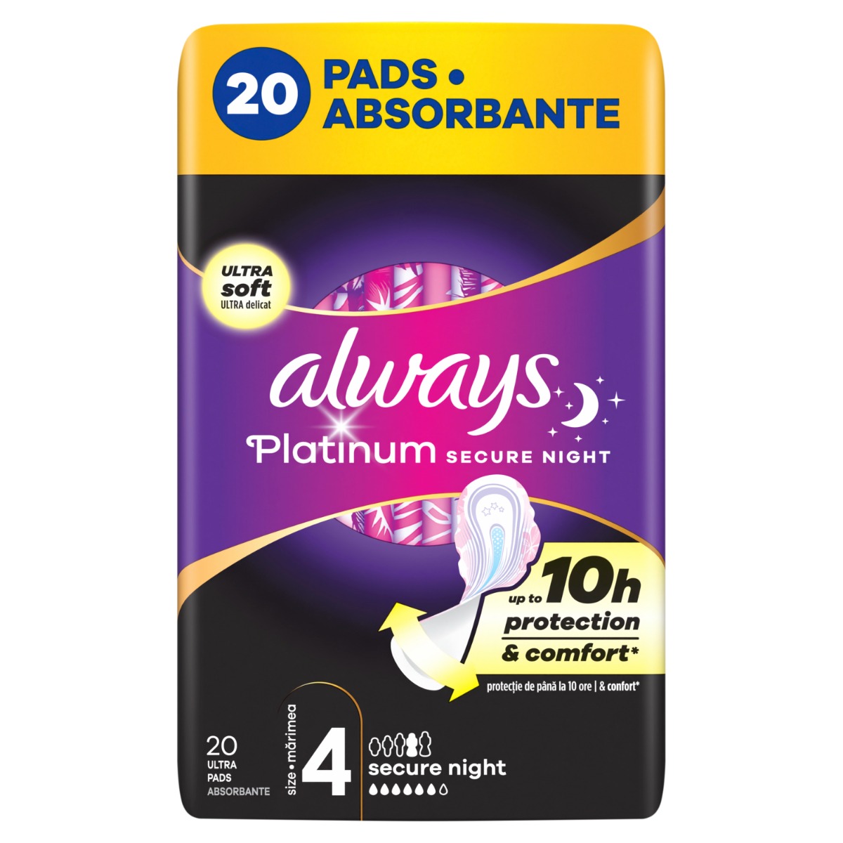 Absorbante Platinum Secure Night, 20 bucati, Always