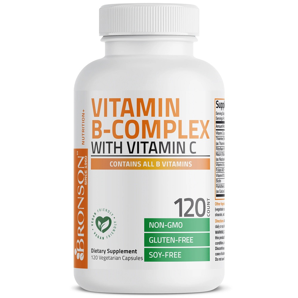 B Complex cu Vitamina C, 120 capsule, Bronson Laboratories