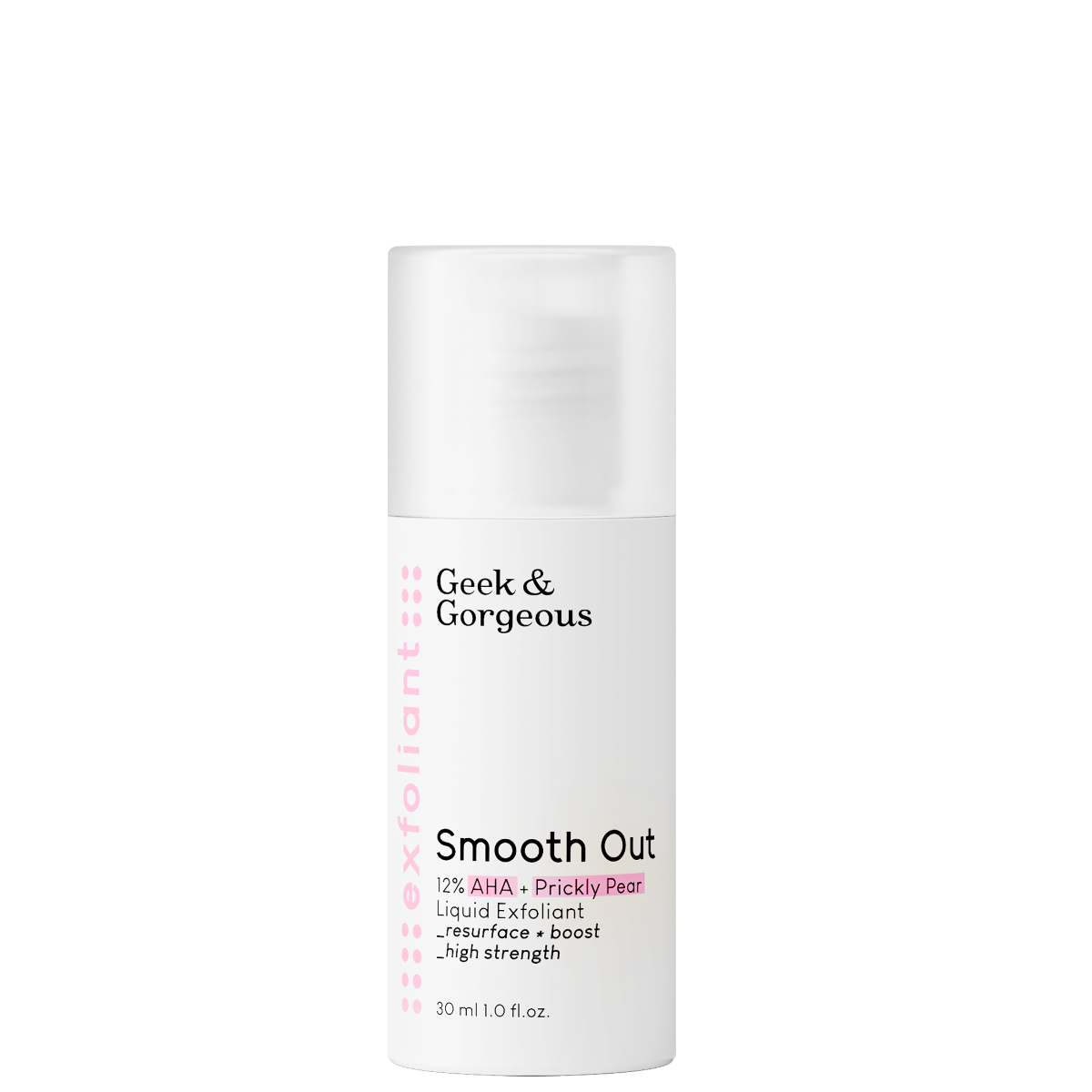 Lotiune exfolianta 12% AHA + extract de cactus Smooth Out, 30ml, Geek&Gorgeous