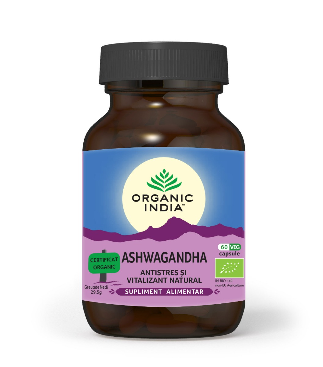 Ashwagandha Antistres Natural, 60 capsule, Organic India