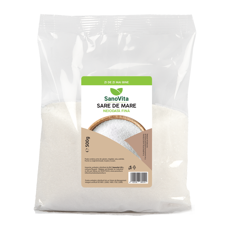 Sare de mare fina neiodata, 500g, SanoVita