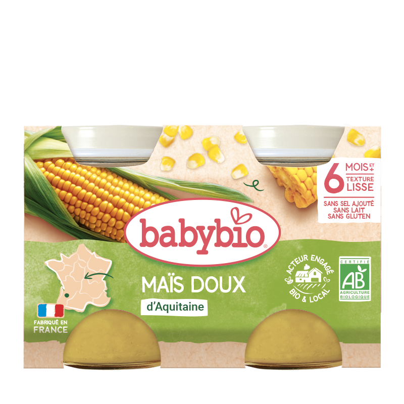 Piure de porumb dulce Bio, 2 x 130g, BabyBio