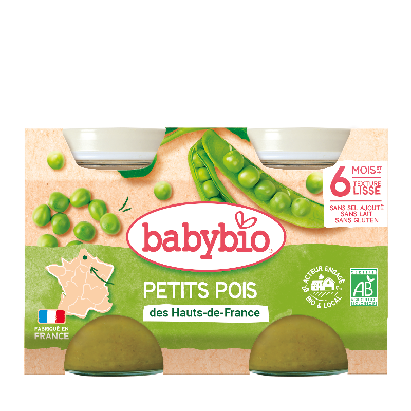 Piure de mazare Bio, 2 x 130g, BabyBio