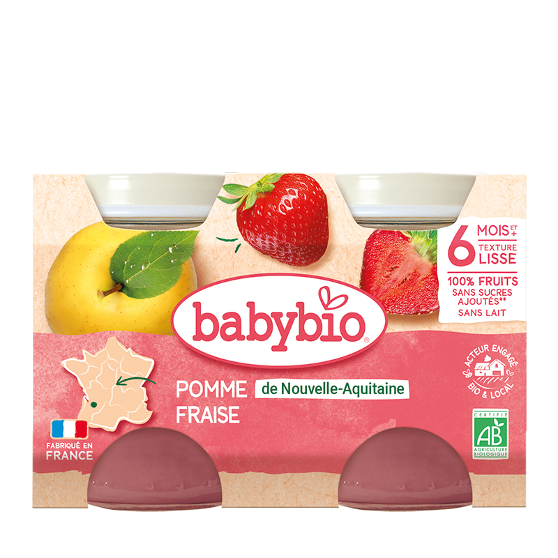 Piure de mere, capsuni si afine Bio, 2 x 130g, BabyBio