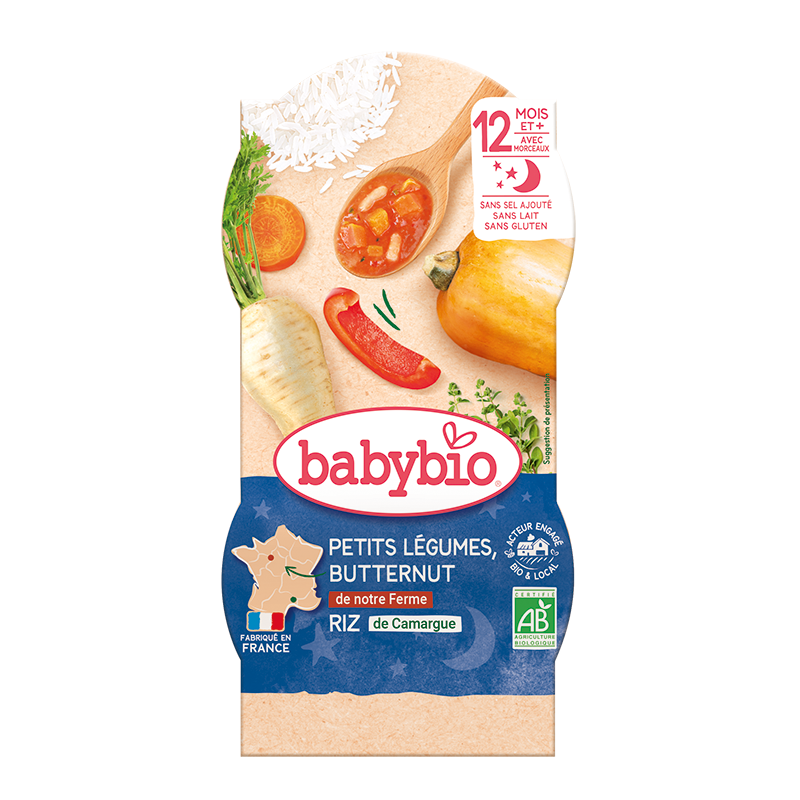Meniu bio piure din legume si orez +12 luni, 2 x 200g, BabyBio