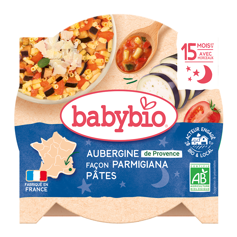 Meniu vinete cu parmezan si macaroane Bio, 260g, BabyBio