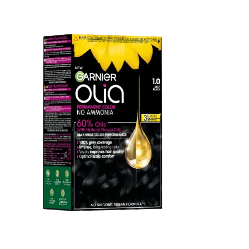 Vopsea de par permanenta fara amoniac Olia 1.0 Night Black, 174ml, Garnier