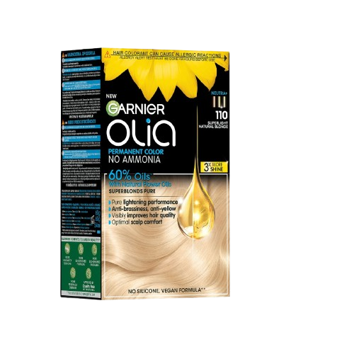 Vopsea de par permanenta fara amoniac 110 Super Light Natural Blonde Olia, 174ml, Garnier