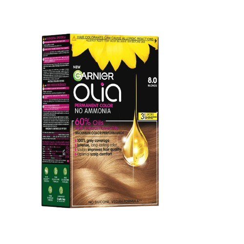 Vopsea de par permanenta fara amoniac 8.0 Blonde Olia, 174ml, Garnier