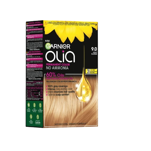 Vopsea de par permanenta fara amoniac Olia 9.0 Light Blonde, 174ml, Garnier
