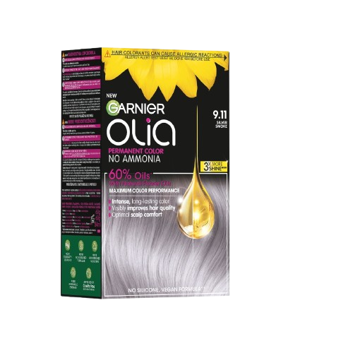 Vopsea de par permanenta fara amoniac Olia 9.11 Silver Smoke, 174ml, Garnier