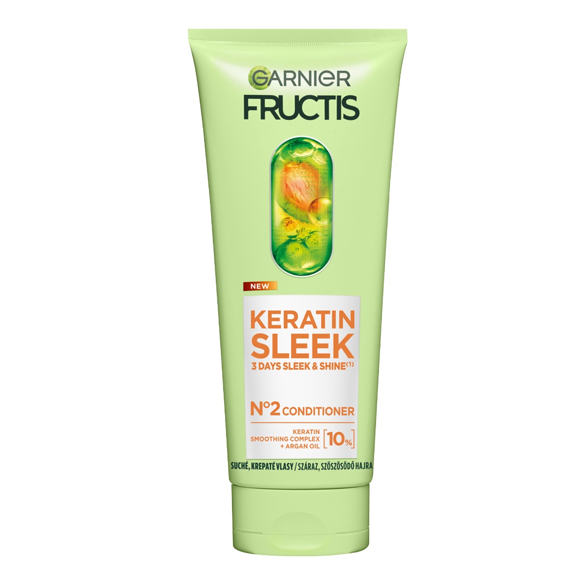 Balsam pentru par neted si stralucitor Fructis Keratin Sleek, 200ml, Garnier